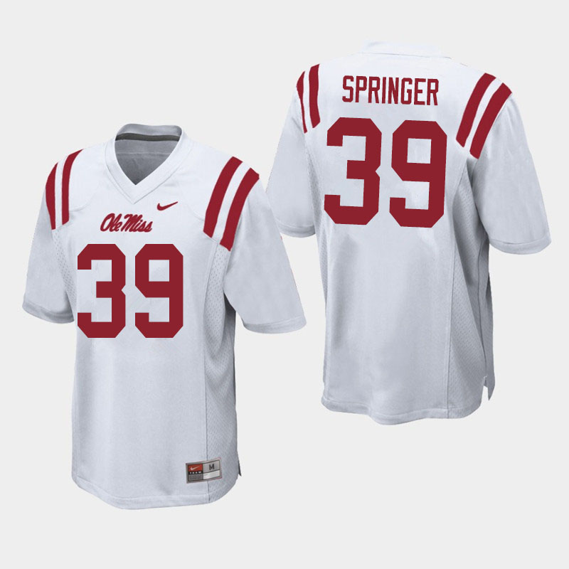 Men #39 Jake Springer Ole Miss Rebels College Football Jerseys Sale-White